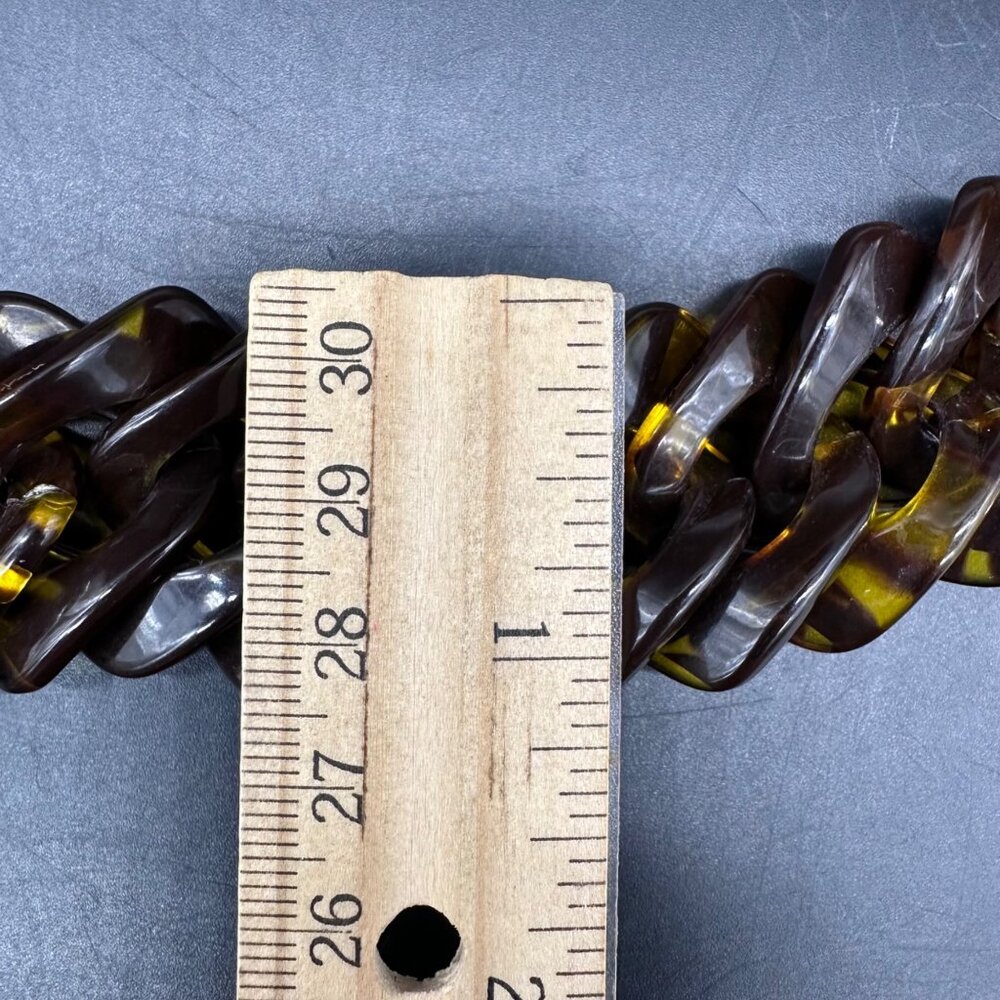 Chunky Tortoise Shell Lucite Acrylic Twist Chain Necklace Statement Jewelry Vint - Picture 6 of 7